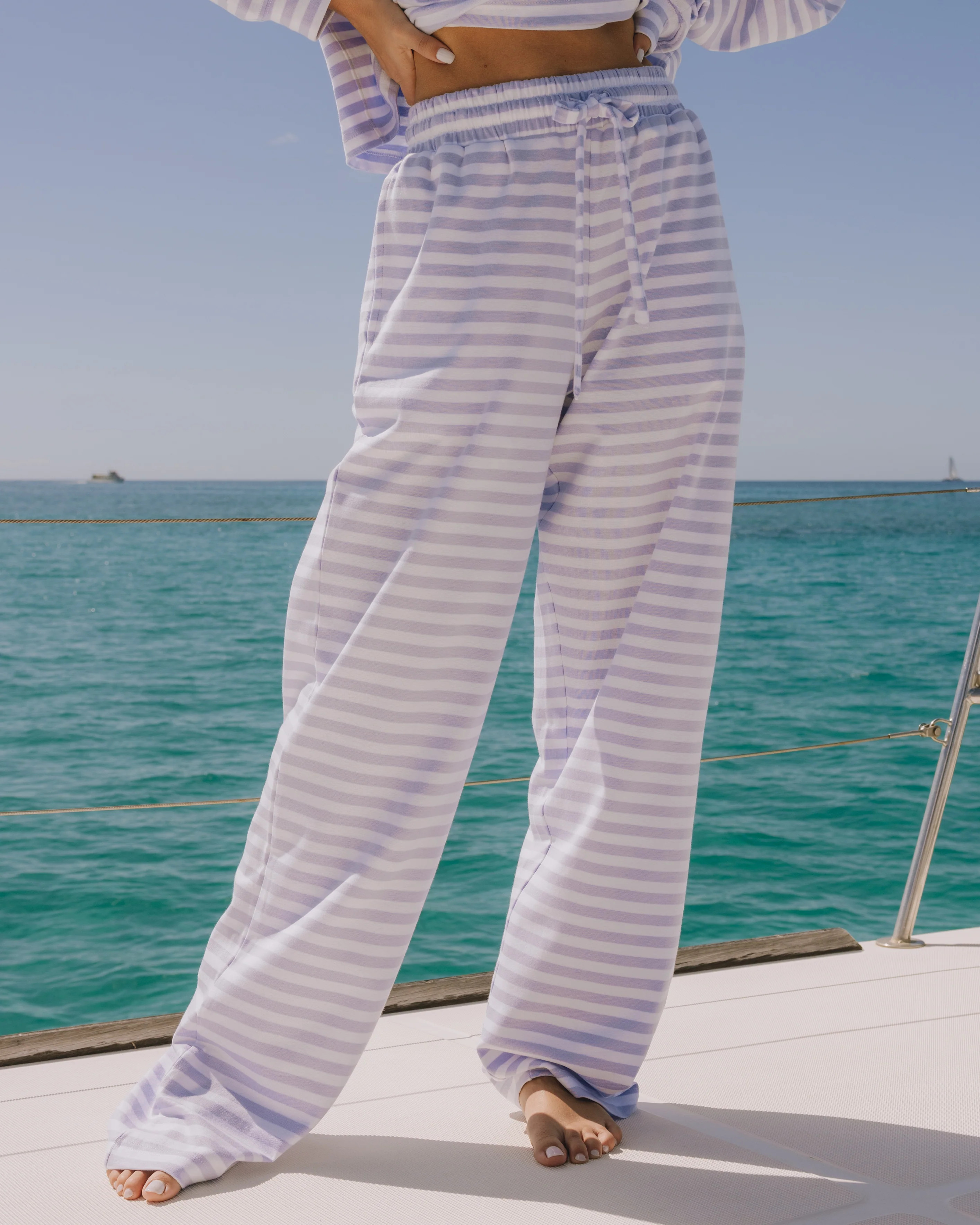 Striped Cotton Pants - Wink/White Stripe | Daily Drills