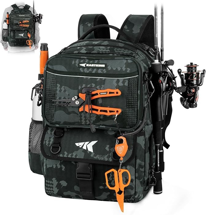 KastKing BaitSpace 50L Fishing Tackle Backpack with Removable Bait Binder,2 Rod Holders Storage F... | Amazon (US)