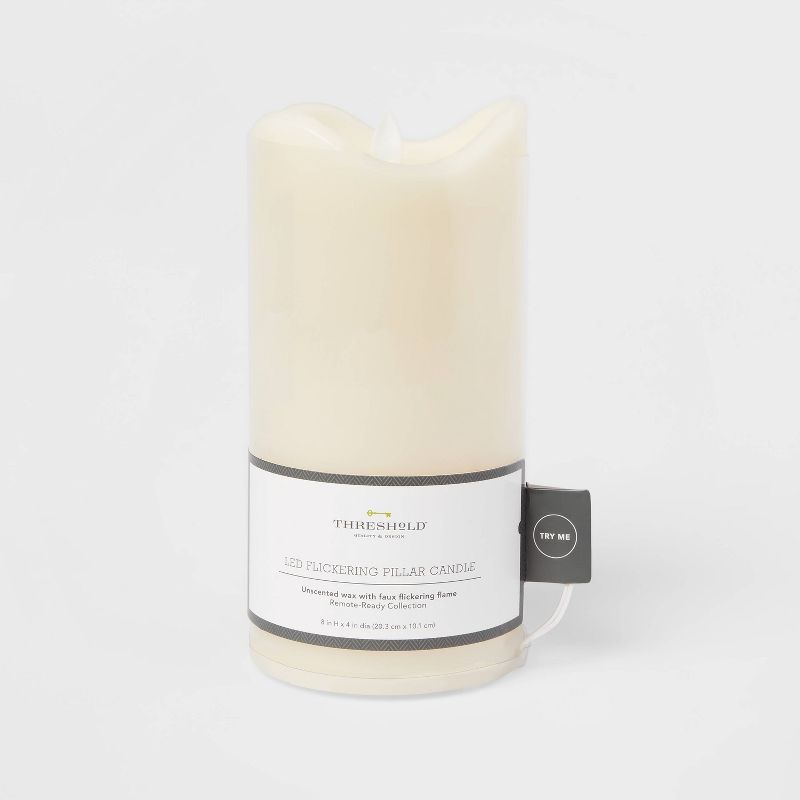 8&#34; x 4&#34; LED Flickering Flame Candle Cream - Threshold&#8482; | Target
