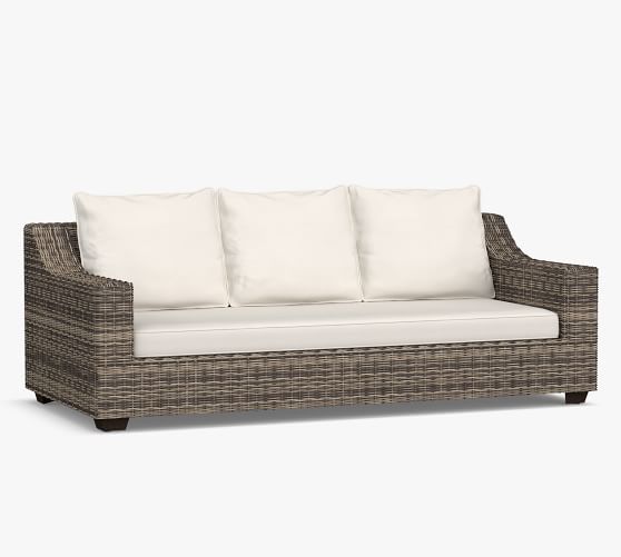 Torrey 85.5" All-Weather Wicker Slope Arm Sofa | Pottery Barn (US)