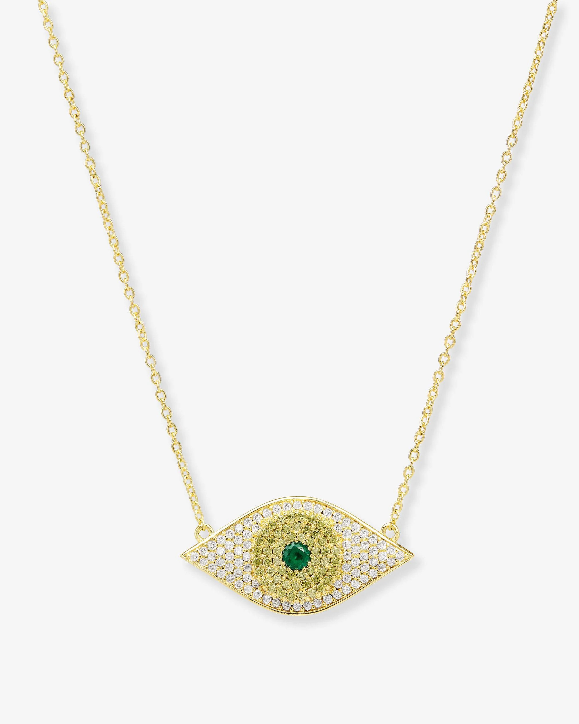 Green Evil Eye Necklace - Gold|Emerald | Melinda Maria Jewelry