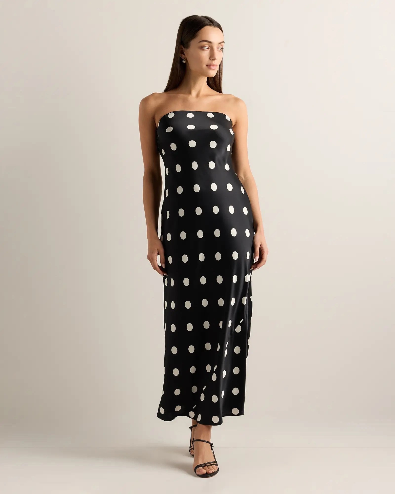 Polka dot silk dress from quince 