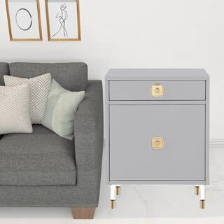 HomeRoots 18.8 in. Light Gray Manufactured Wood End Table 2000544078 - The Home Depot | The Home Depot