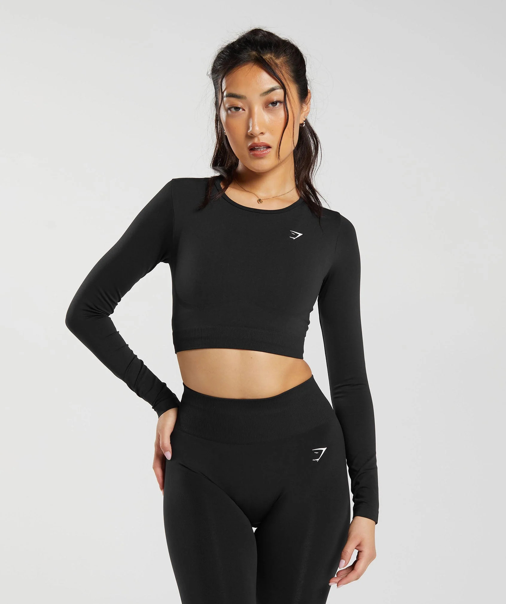 Gymshark Everyday Seamless Long Sleeve Crop Top - Black | Gymshark US