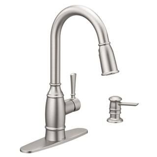MOEN Noell 1-Handle Pull-Down Sprayer Kitchen Faucet with Reflex, Soap Dispenser and Power Clean ... | The Home Depot