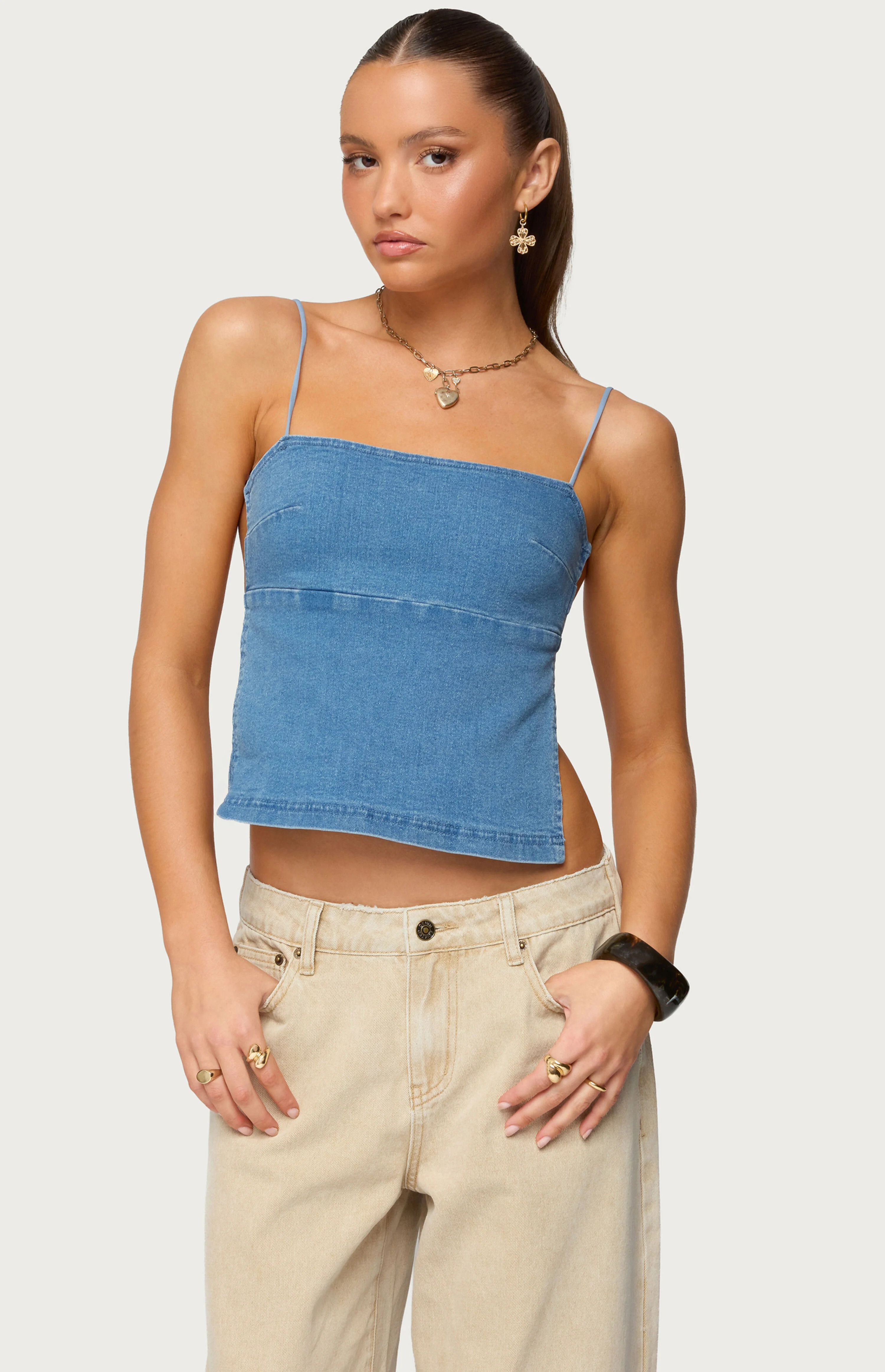 Edikted Conley Backless Denim Top | PacSun