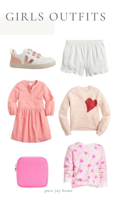 Sneakers - shorts - dress - heart sweater - makeup pouch 