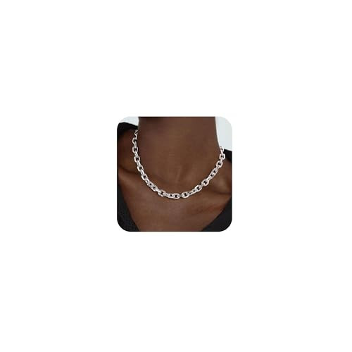 Amazon.com: CHESKY 14K Gold Plated Chunky Necklace for Women, Trendy Non Tarnish Paperclip Chain ... | Amazon (US)
