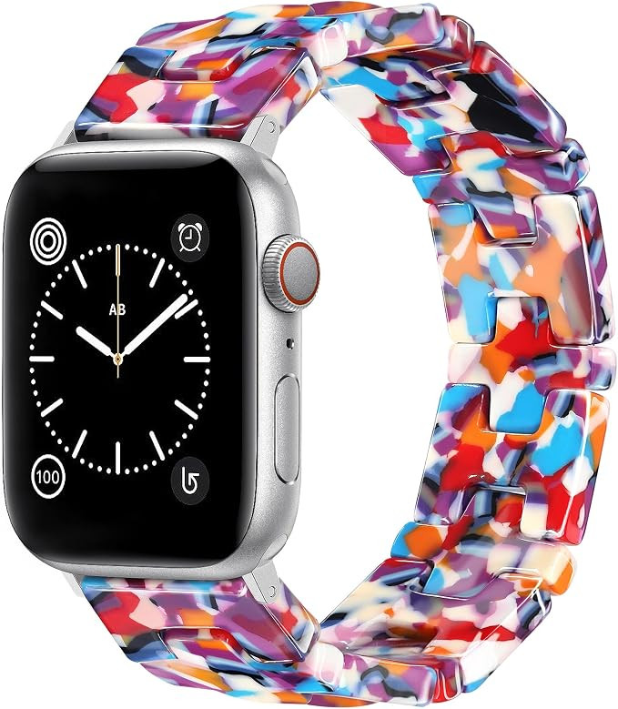 Resin Stretchy Tortoise Fancy Beaded Bracelet Women Compatible with Apple Watch Band 42mm(S3/2/1)... | Amazon (US)