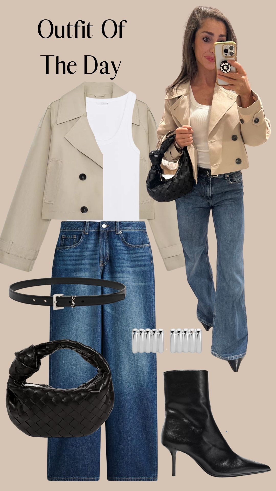 OOTD: Zara short trench coat, H&M jeans, Zara vest, Zara boots, Bottega Veneta bag, YSL belt, Heaven Mayem earrings 

#LTKshoes #LTKbag #LTKstyletip