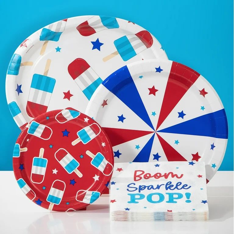 Patriotic Red, White, and Blue Stars and Stripes Banquet Paper Plates, 8 Count, by Way To Celebra... | Walmart (US)