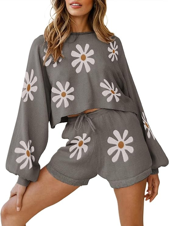 Ekouaer Knit Pajamas Set for Women Lounge Wear Sets Long Sleeve Sweatsuit Matching 2 Piece Outfit... | Amazon (US)