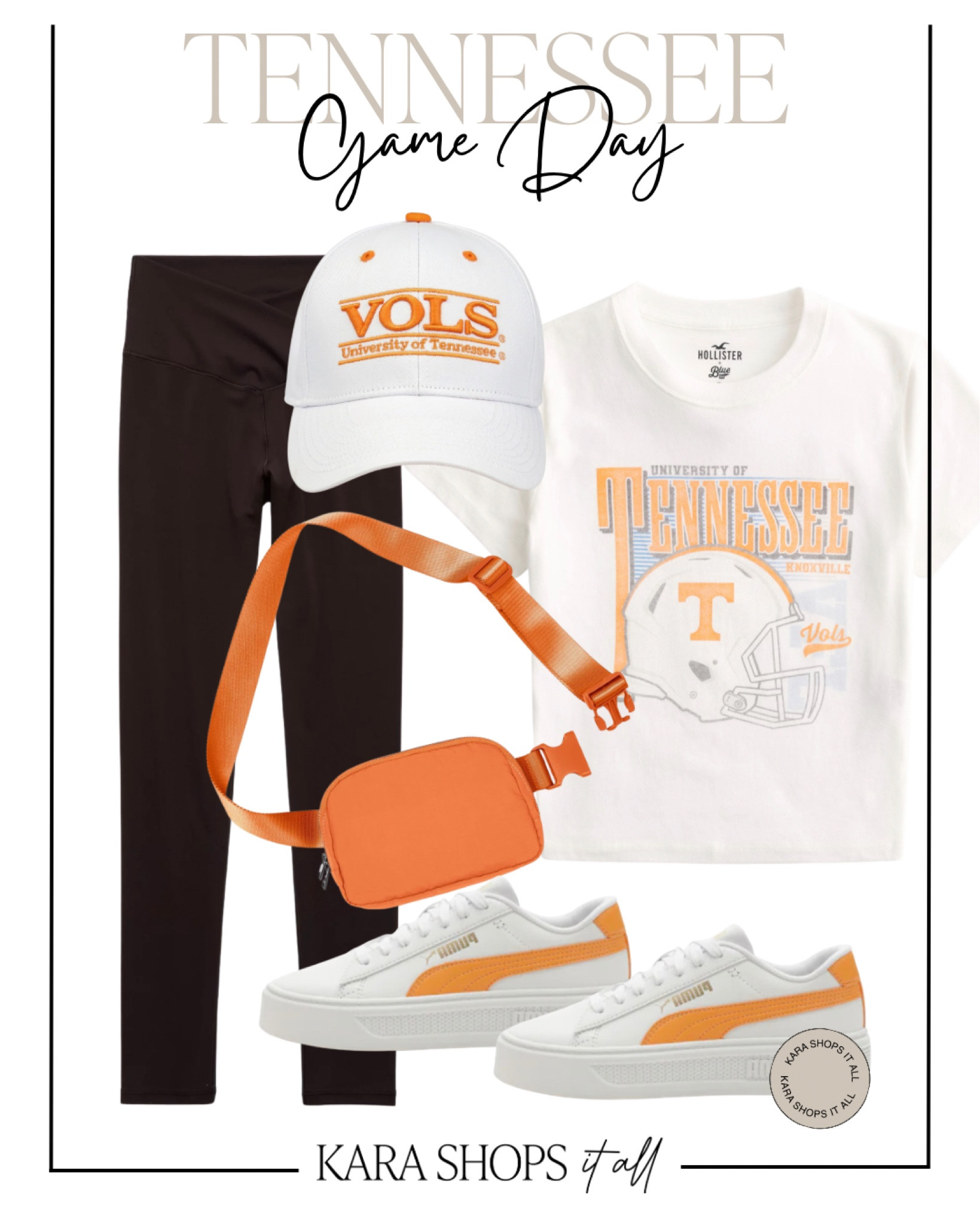 Tennessee game day outfit! Leggings, tee, cap, belt bag, and sneakers!

#LTKStyleTip #LTKSaleAlert #LTKFallSale
