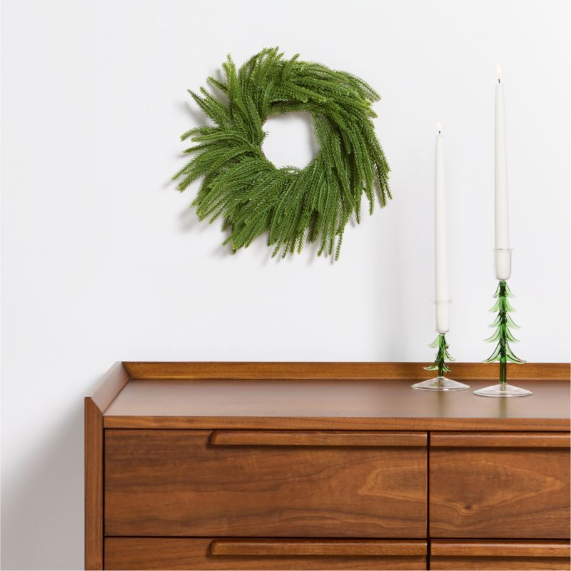 Faux Norfolk Pine Mini Holiday Wreath 14 | Crate & Barrel