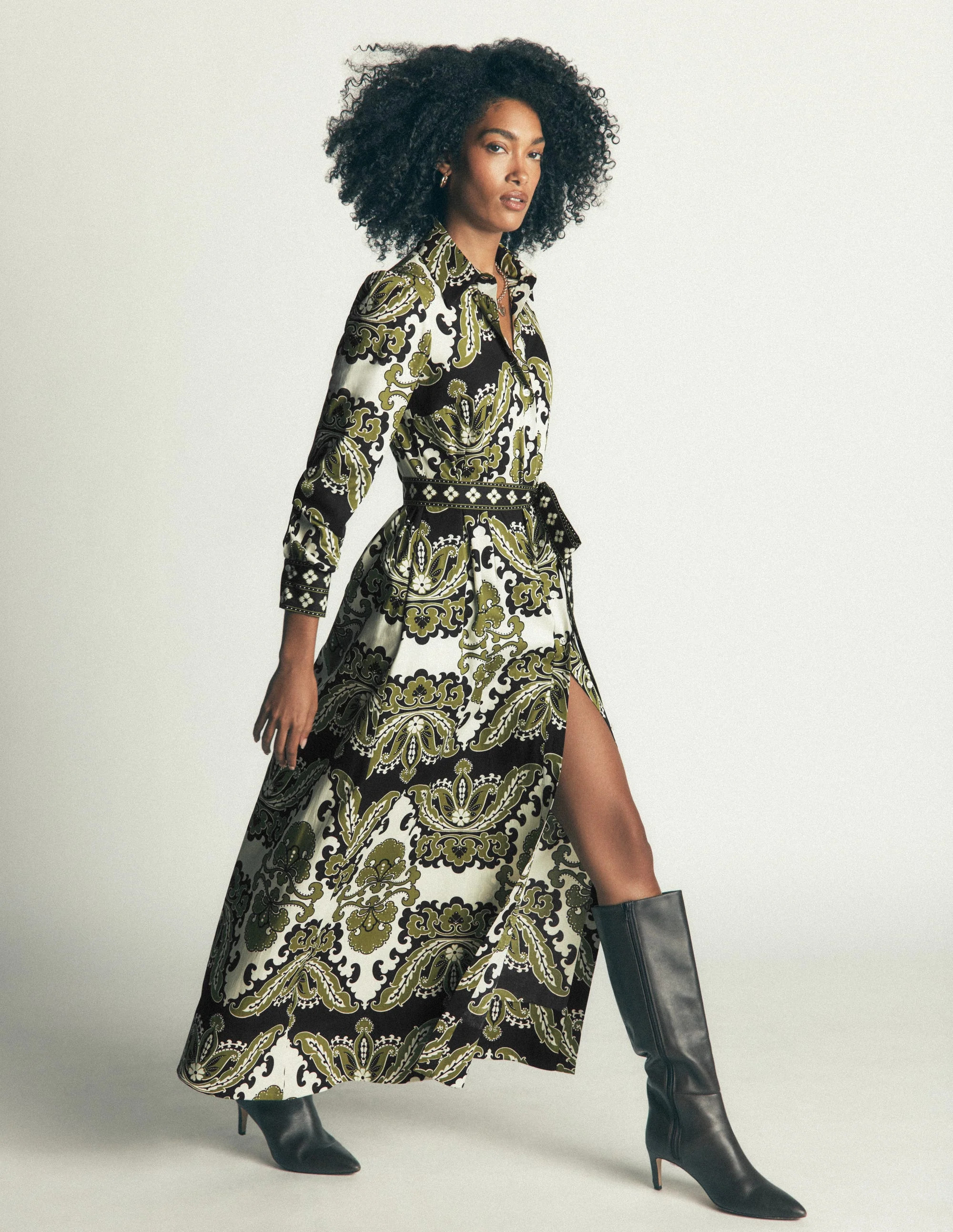 Maeve Cotton Midi Shirt Dress-Multi, Blossoming Gardenia | Boden (US)