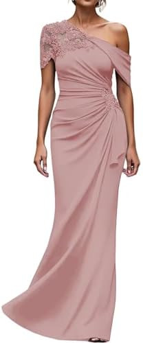 One Shoulder Mother of The Bride Dresses Long Evening Formal Dresses for Wedding Guest Groom Gown... | Amazon (US)