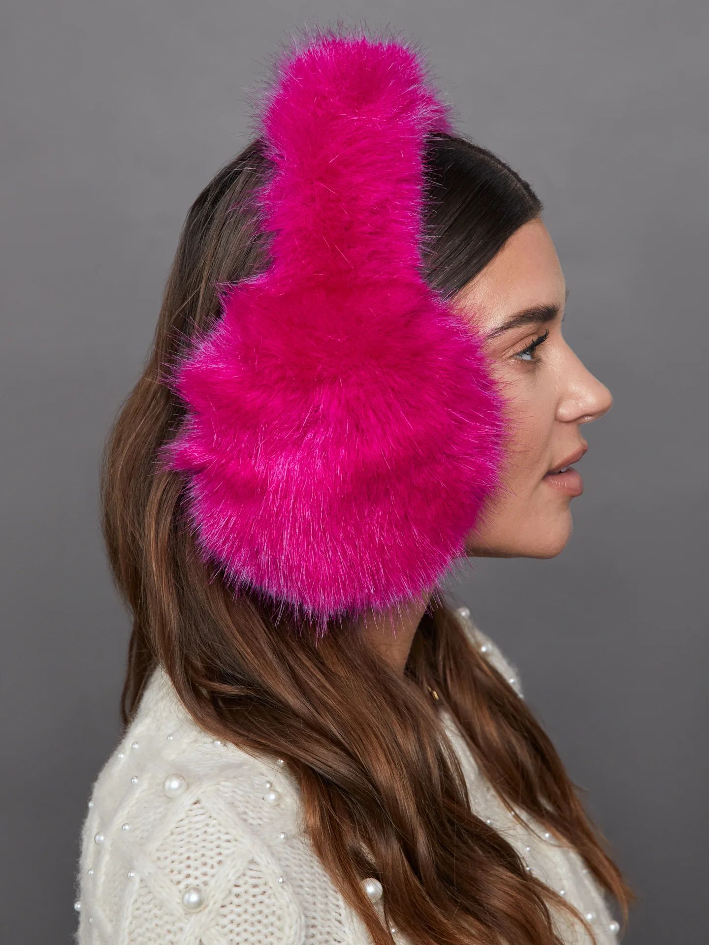 Faux Long Hair Fur Earmuffs - Pink | Carbon38