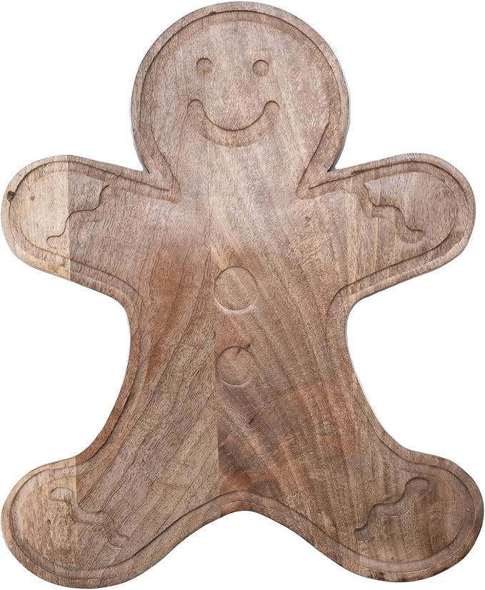 Mary Square Natural Brown Gingerbread 16.5 x 13.25 Mango Wood Christmas Cheese Cutting Board | Amazon (US)