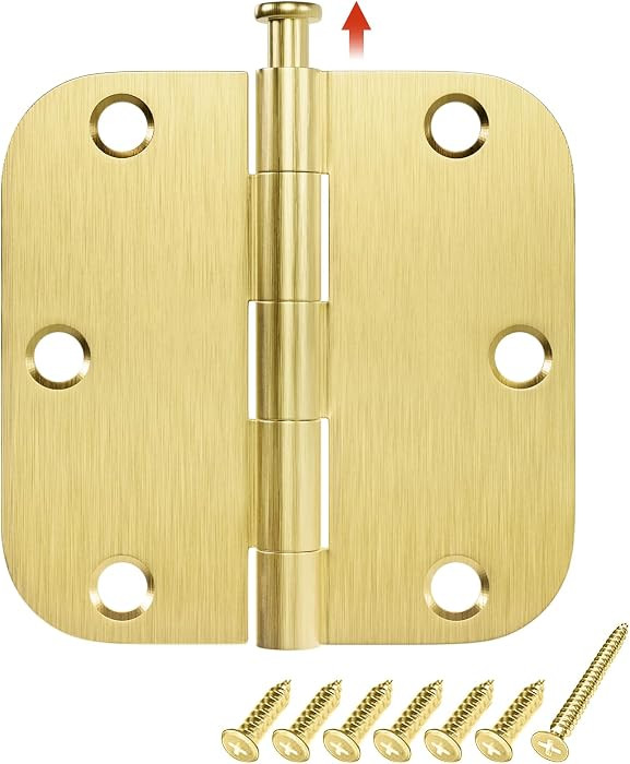 HOSOM 30 Pack Door Hinges Satin Brass 3.5 x 3.5 Inch Interior Door Hinge with 5/8" Radius Brushed... | Amazon (US)