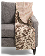 Reversible Pumpkin Floral Bird Toile Throw | Cotton | Marshalls