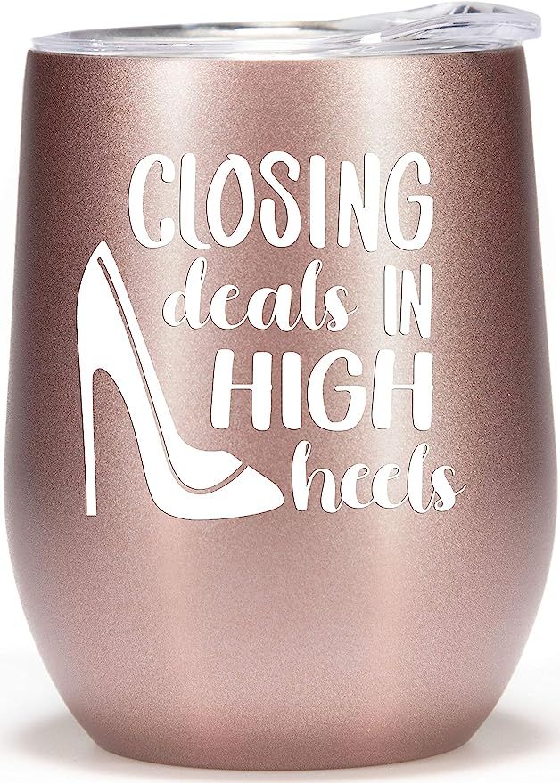 Realtor Gifts for Women Boss Lady Tumbler Wine Glass Real Estate Agent Gift Rose Gold Coffee Mug ... | Amazon (US)