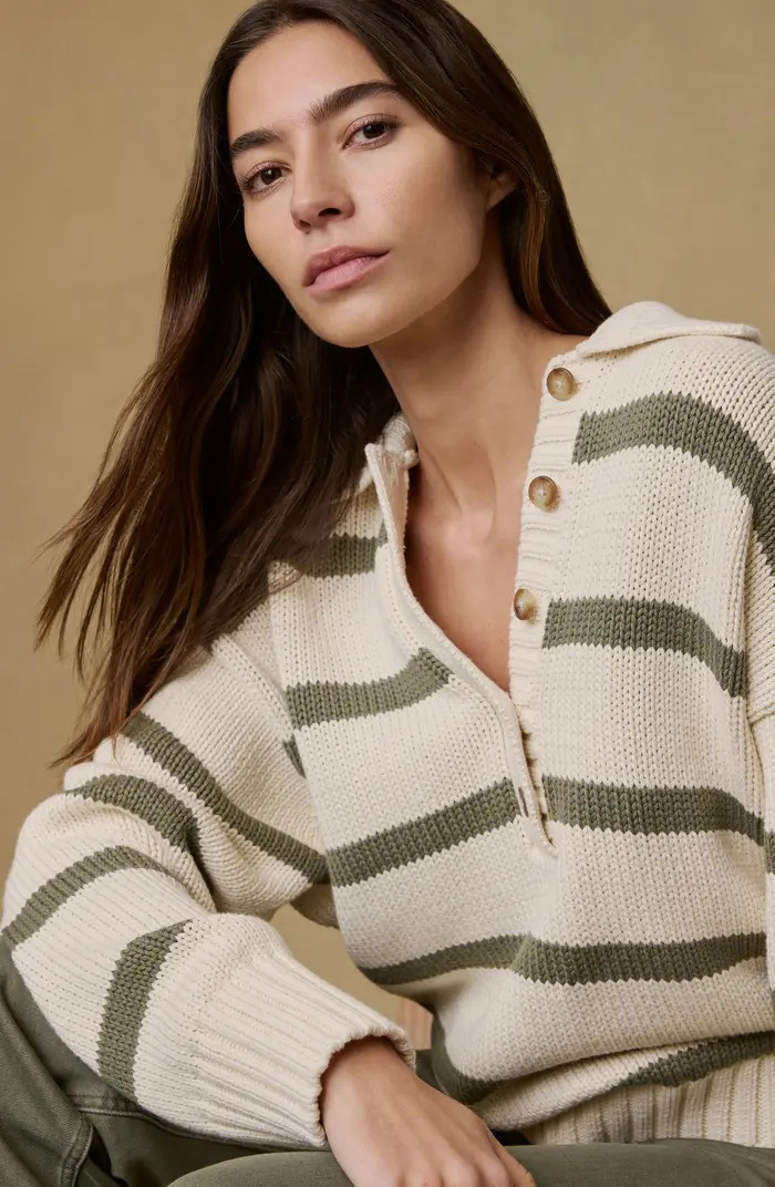 Sunwashed Stripe Organic Cotton Polo Sweater | Nordstrom