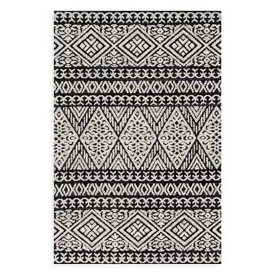 Magnolia Home by Joanna Gaines Lotus 5-Foot x 7-Foot 6-Inch Area Rug in Black/Silver | Bed Bath & Beyond