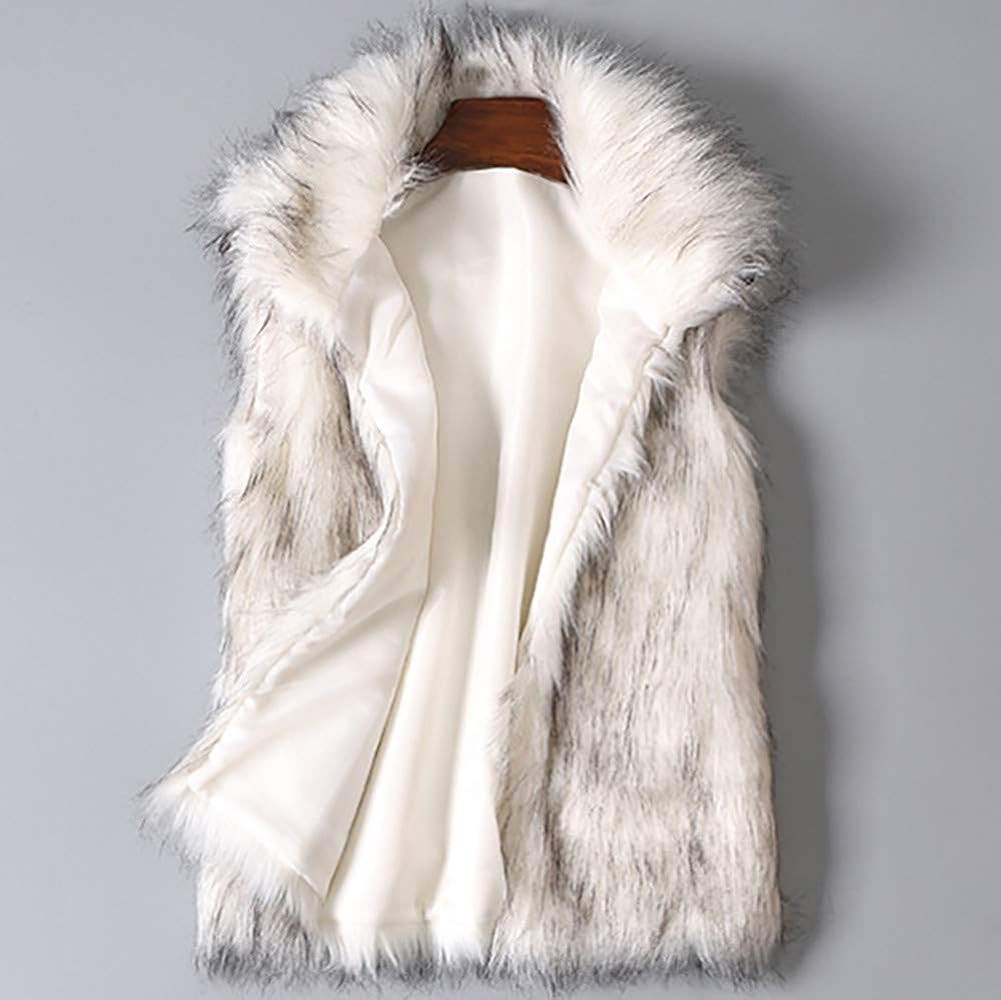 Womens Blouse Winter Fur Lapel Solid Color Jacket Faux Fur Warm Vest Oversized Casual Comfy Tee Tops | Amazon (US)