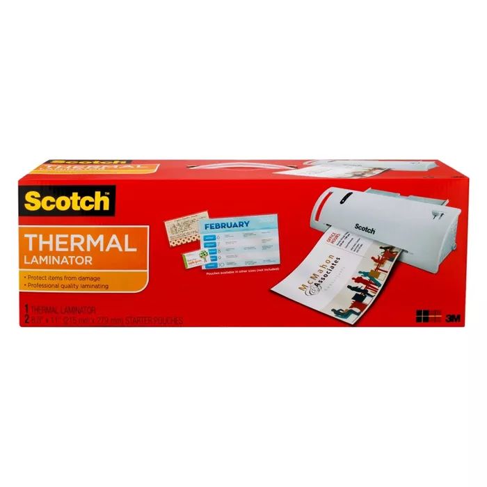 Scotch 15.5" x 6.75" x 3.75" Thermal Laminator 1 Laminator and 2 Starter Pouches (8.5 in. x 11 in... | Target