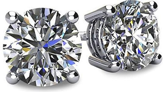 14K Solid Gold Post & Sterling Silver 4 Prong Pure Brilliance Zirconia CZ Stud Earrings 1.00ctw -... | Amazon (US)