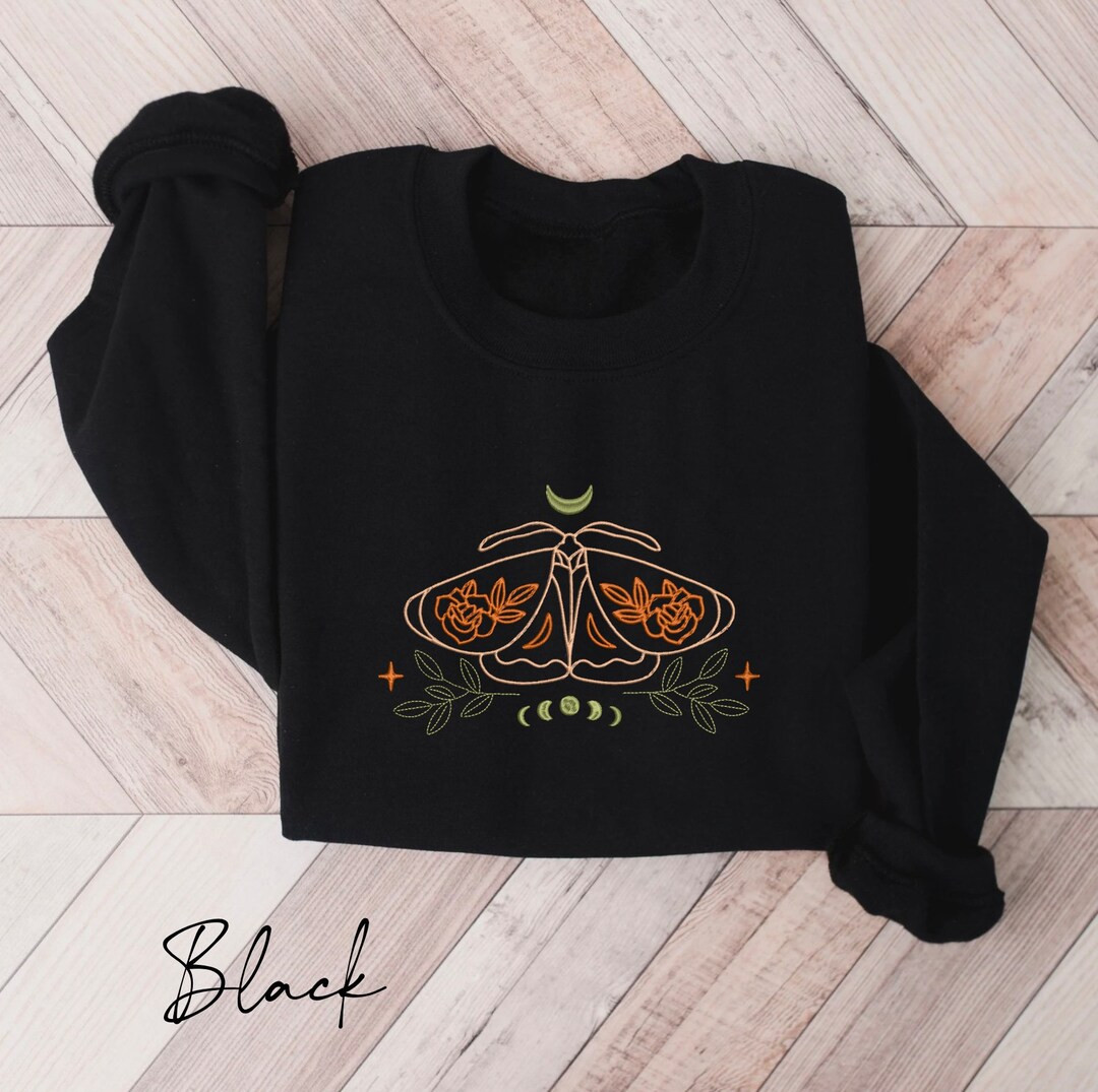 Embroidered Moth Sweatshirt, Unisex Fit - Etsy | Etsy (US)
