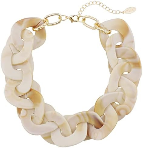 Bocar Statement Chunky Acrylic Cuban Choker Necklace Fashion Bib Collar Chain Necklace for Women(... | Amazon (US)