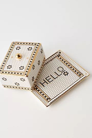 Bistro Tile Hello Butter Dish | Anthropologie (US)