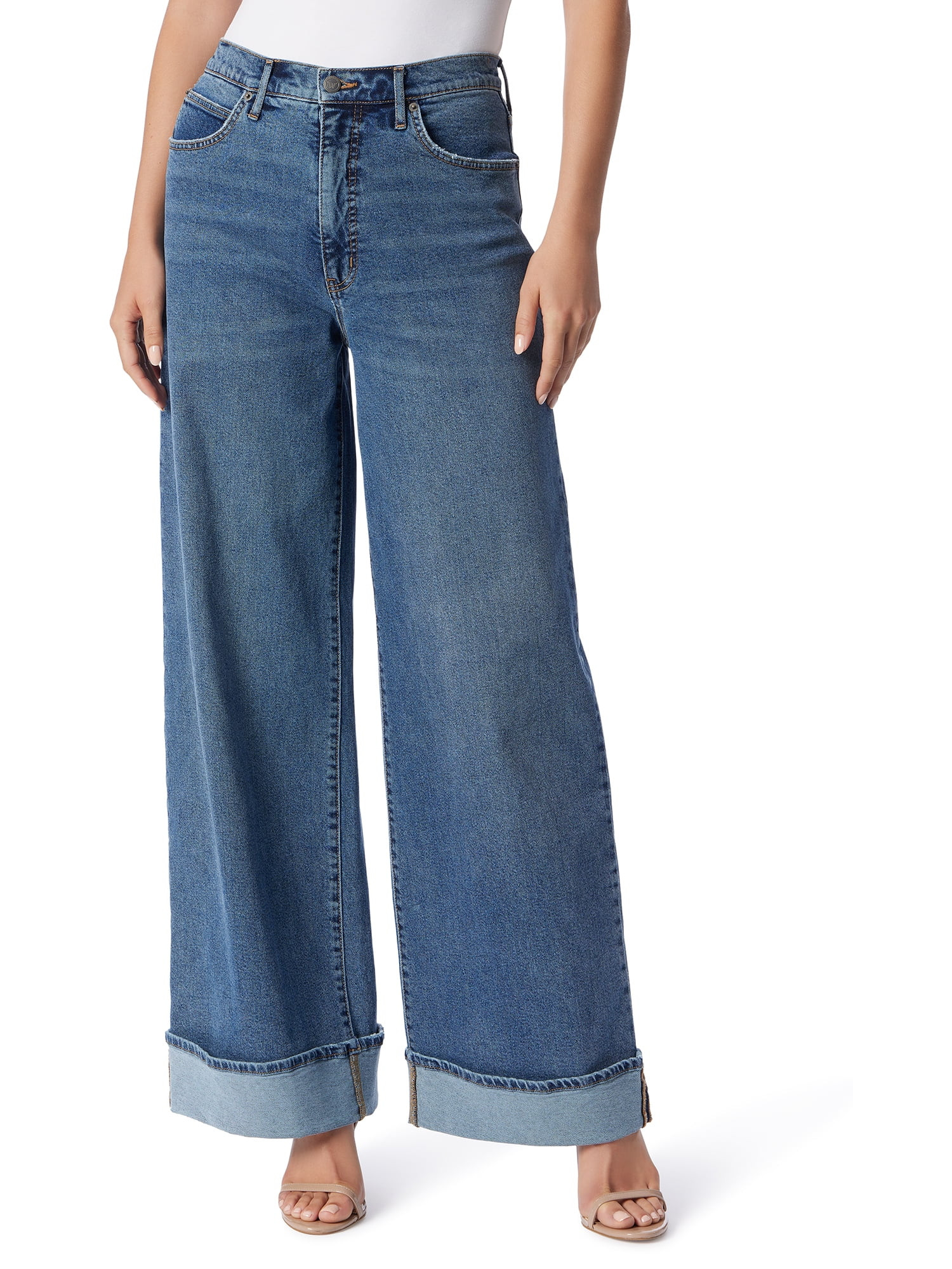 Jessica Simpson Women's and Women's Plus Freesia Wide Leg Cuffed Jeans, 32" Inseam, Sizes 2-24W | Walmart (US)