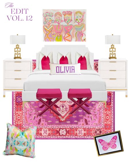 💕The Edit Vol. 12 is for my HOT PINK loving, energetic, fun girls!👯‍♀️ Featuring our Best Selling, “Sisters at Heart” canvas print, a vibrant hot pink wool rug, gold lamps, pretty white headboard, and stylish bedside tables!!
⭐️For these EXACT links to shop visit my LTK page @mkdeckerdesigns - and for ALL artwork & pillows check out Mkdeckerdesigns.com🌸
✅ Be sure to SAVE this post for future inspiration and create the room of your dreams!!  

#LTKSaleAlert #LTKStyleTip #LTKHome