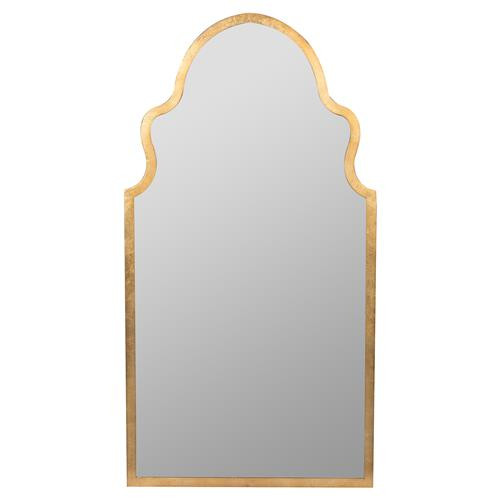 Presley Hollywood Textured Gold Metal Frame Arch Wall Mirror | Kathy Kuo Home