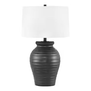 Hampton Bay Ivydale 22.5 in. Terra Cotta Indoor Table Lamp with White Fabric Shade RS2112013-TC -... | The Home Depot