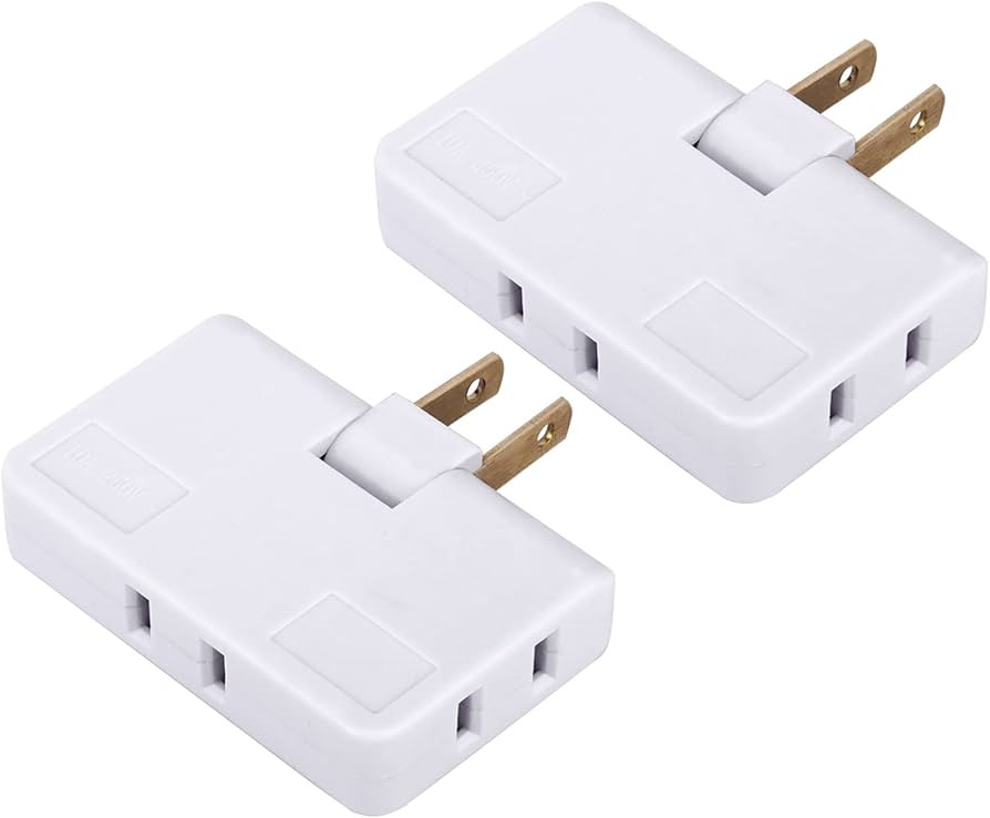 3 Way Flat Wall Plug Adapter - 2 Prong Swivel Indoor Mini Wall Tap Power Outlet Extender Plug, Fl... | Amazon (US)