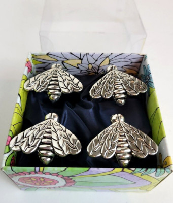 4 GRACIE SHINE Antique Silver-Plated BEE NAPKIN RINGS by Coastline Imports - NEW | eBay US