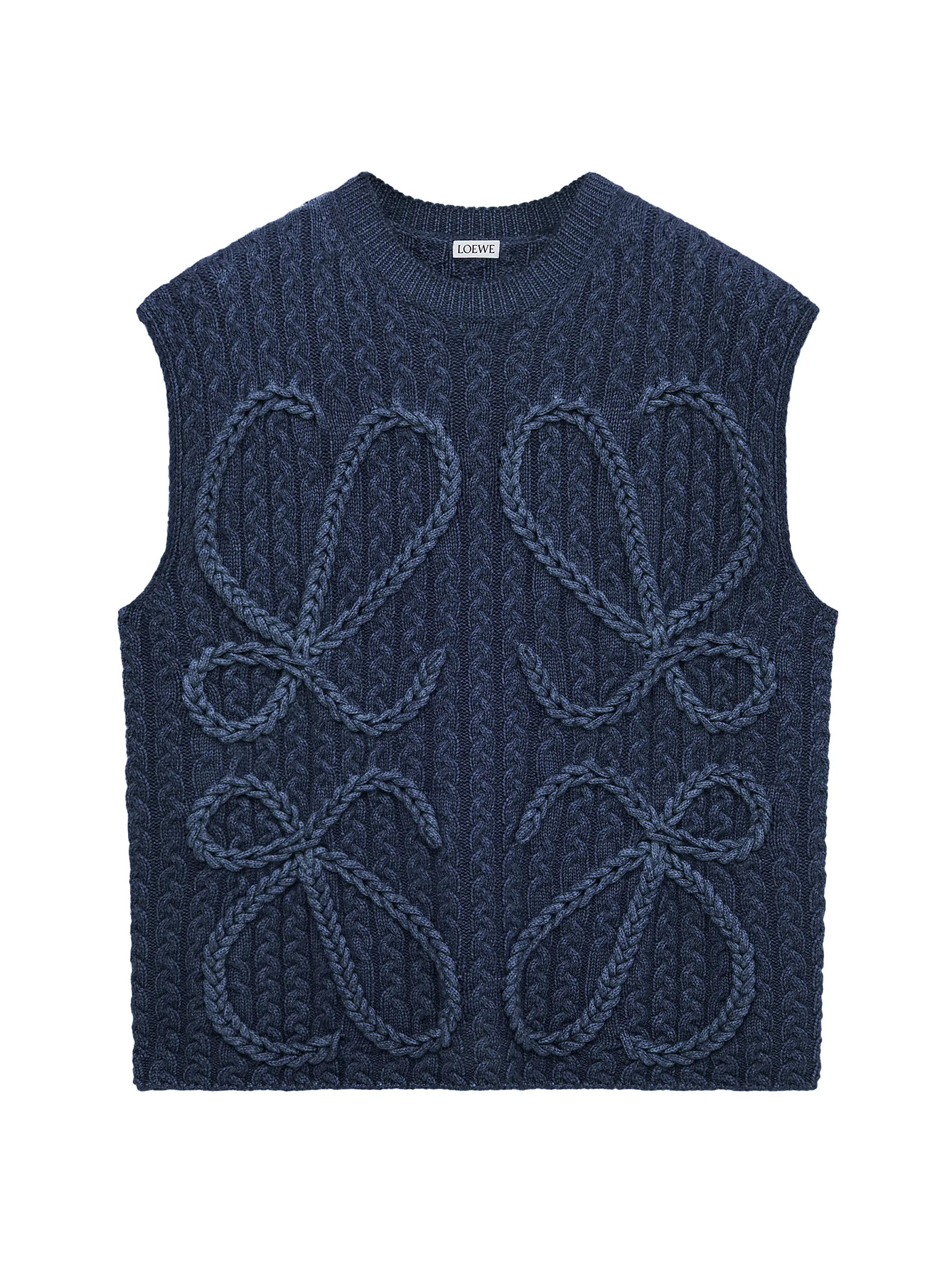 LOEWE ​Anagram Cable-Knit Wool Sweater Vest | Saks Fifth Avenue | Saks Fifth Avenue