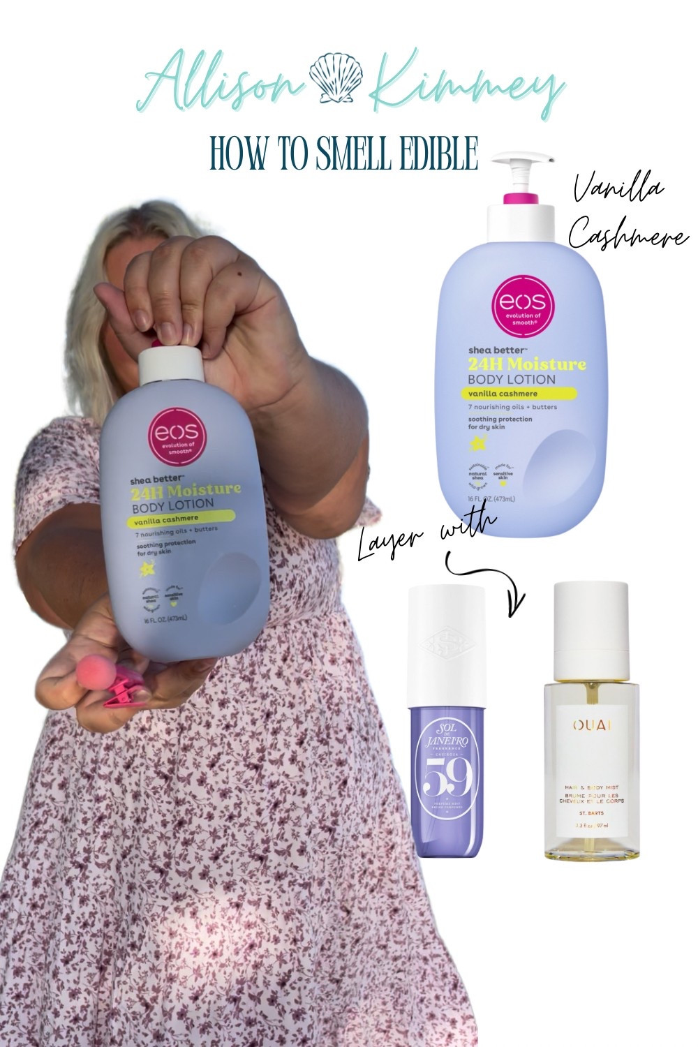 One of the greatest compliments: You smell so good! I had an entire acai cafe in a tizzy over how good I smelled last week while ordering and all I was wearing was this Eos Vanilla Cashmere lotion - it smells perfectly delicious vanilla but not overpowering and is great for layering, try it with any scent of Sol De Janiero of the Ouai St Barts spray! Everyone will be asking what you’re wearing 💕🫶🏼 Just do you babes!
Xoxo
Allie

#LTKBeauty #LTKFindsUnder50