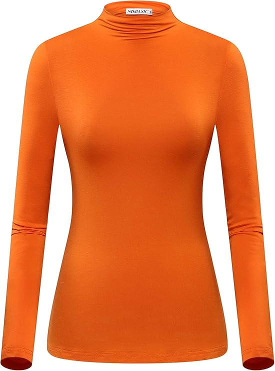 MSBASIC Women Modal Stretchy Fitted Long Sleeve Turtleneck Top | Amazon (US)