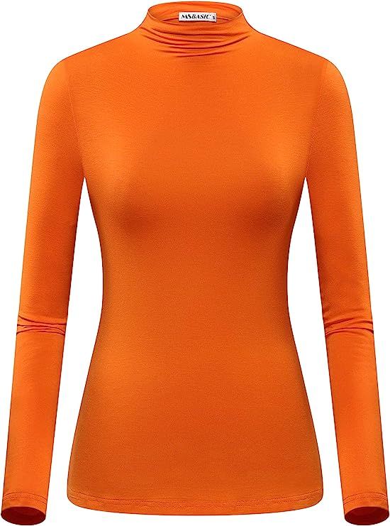 MSBASIC Women Modal Stretchy Fitted Long Sleeve Turtleneck Top | Amazon (US)