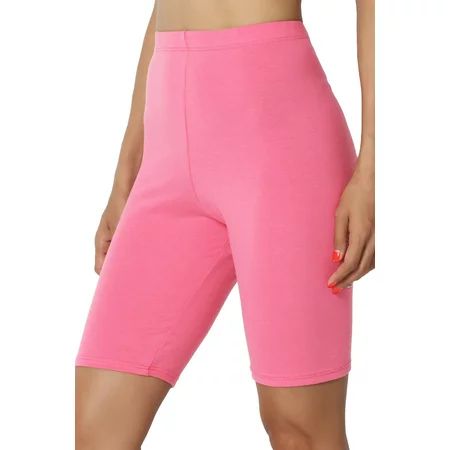 Women's S~3X Mid Thigh Stretch Cotton Active Bermuda Biker Short Leggings (Pink) | Walmart (US)