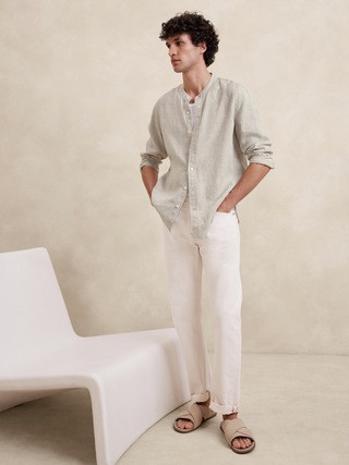 Castello Linen Banded-Collar Shirt | Banana Republic (US)