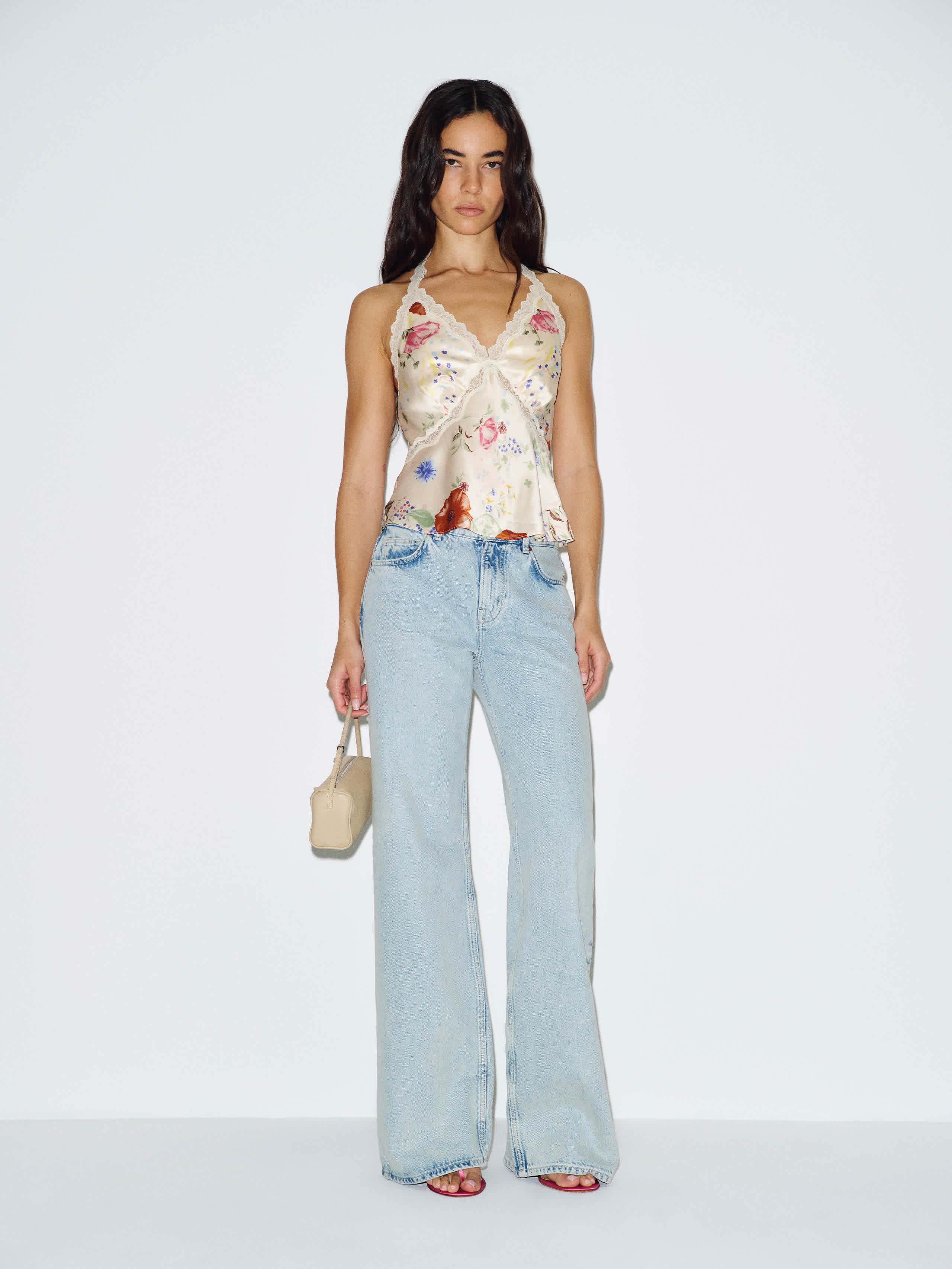 Reformation Monica Silk Top Ivory Medium | Reformation (Global)