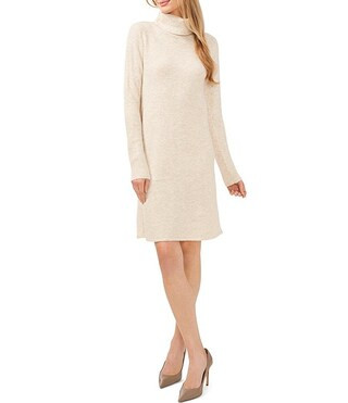 Turtleneck Long Sleeve Knee Length Shift Sweater Dress | Dillard's