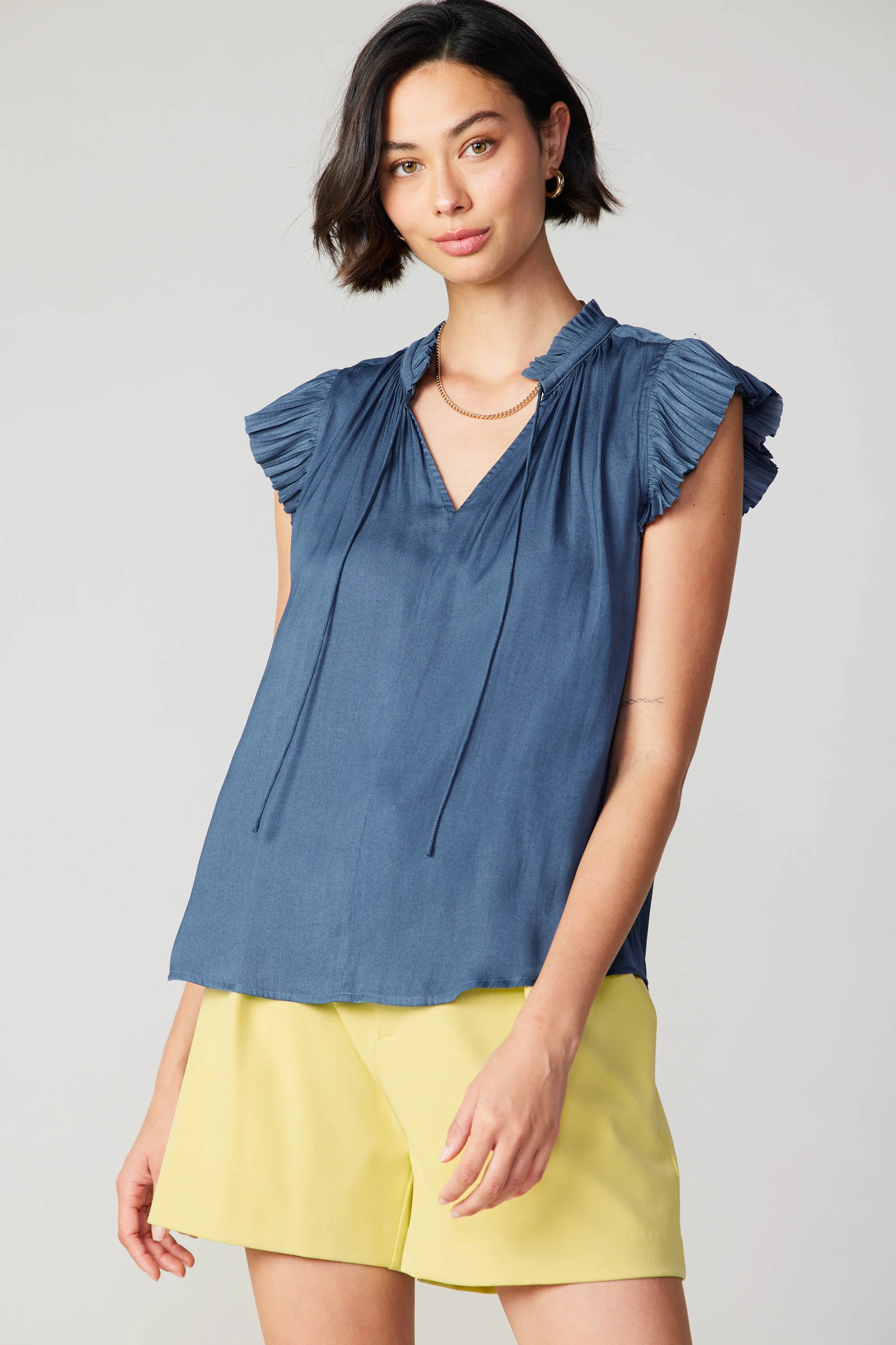 Margot Pleated Sleeve Blouse | Current Air