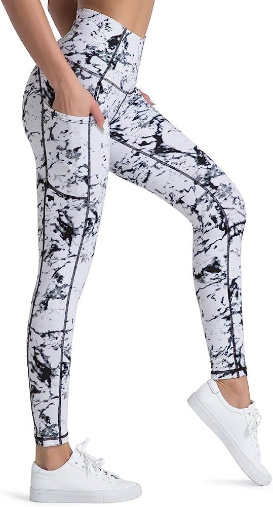 High Waist Yoga Leggings for Women with 3 Pockets,Tummy Control Workout Running Pants,Athletic Le... | Amazon (US)