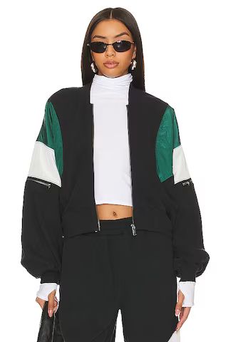 Free People X FP Movement Hot Track Varsity Jacket In Black Combo from Revolve.com | Revolve Clothing (Global)